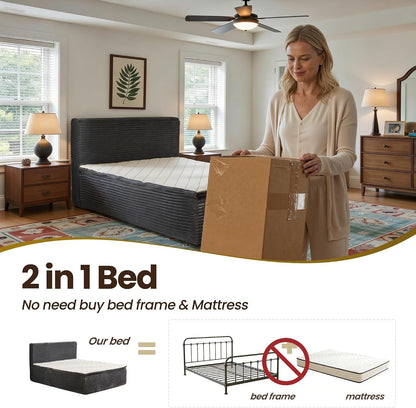 Full Boneless Cloud Bed, Frame & Headboard & Mattress Set, Gray4
