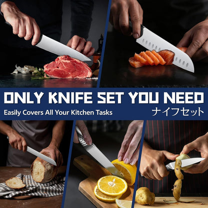 Japanese Chef Knife Set - 5 Piece Kitchen Knife Sets | Professional Ultra Sharp Chef Knives Set with Ergonomic Handle, Ideal Gifts for Men and Women5
