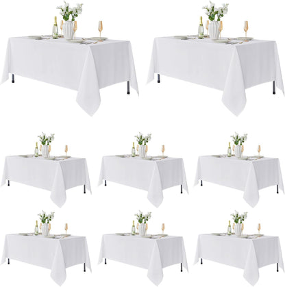 8 Pack White Table Cloths 70X120 Inch for 6-8 Ft Rectangle Tables1
