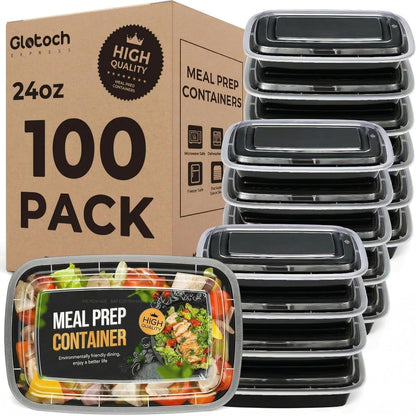 Meal Prep Containers 24Oz-100 Pack (200-Piece) Reusable Food Storage Containers with Lids Microwave, Freezer, Dishwasher Safe - Leakproof & BPA Free Durable Plastic Bento Box for to Go Take Out1