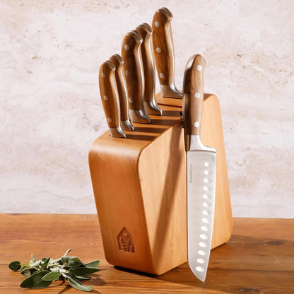 Bloomhouse Kitchen Knife Block Set - 7 Piece Italian Olive Wood German Forged Stainless Steel Knives - Two Time Oprah'S Favorite Things Winner Brand3