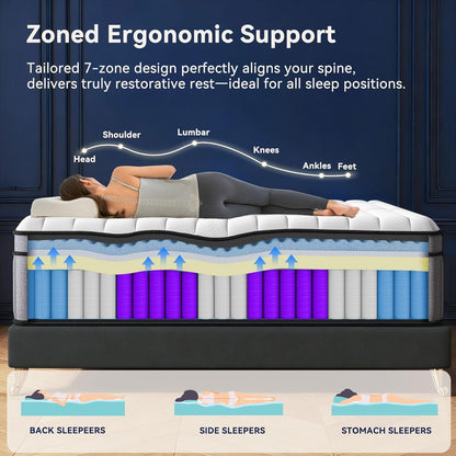 Upgraded Luxury 14 Inch King Size Hybrid Mattress in a Box, Firm Feel3