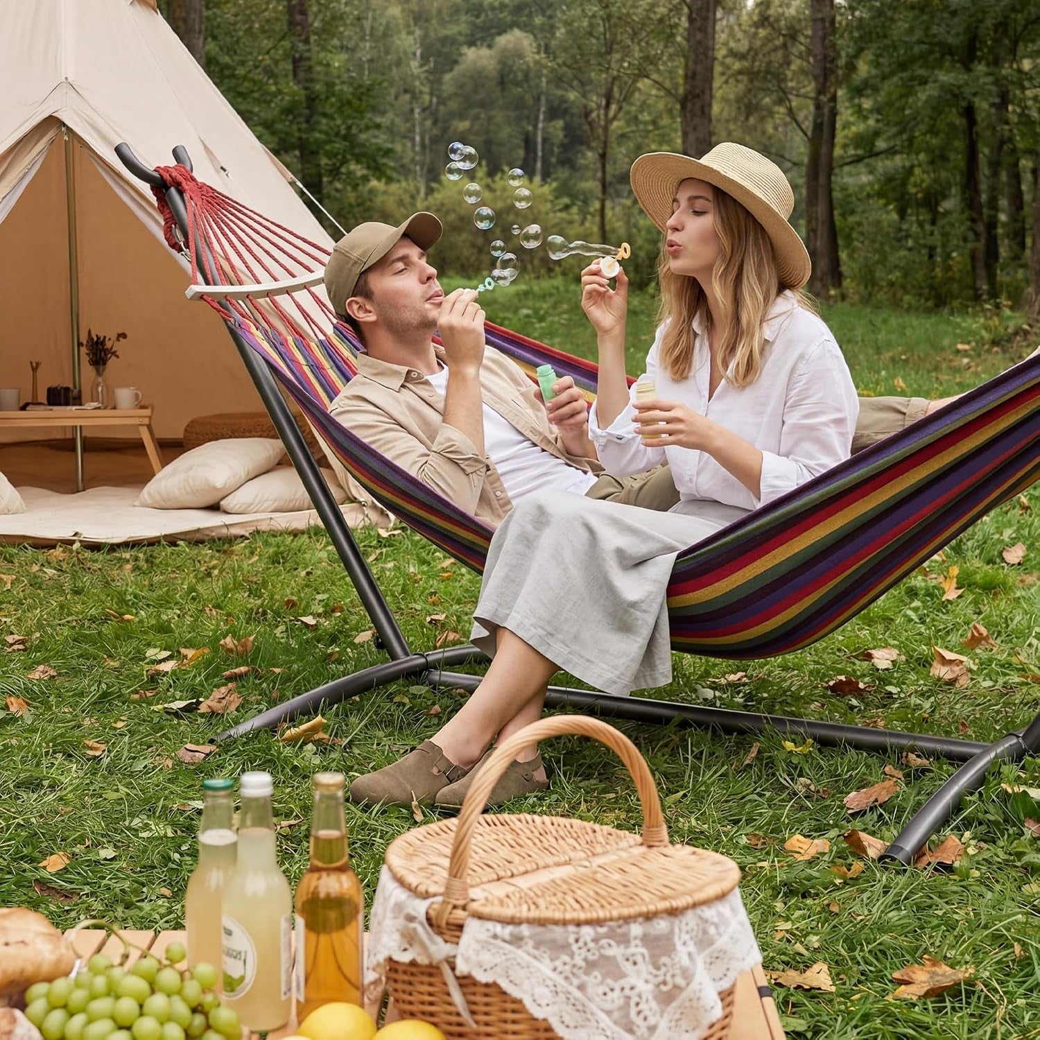 double-hammock-with-stand-for-2-person-600-lbs-heavy-duty-cotton-bed-with-steel-stand-free-standing-for-outdoor-indoor-patio-carrying-bag-included