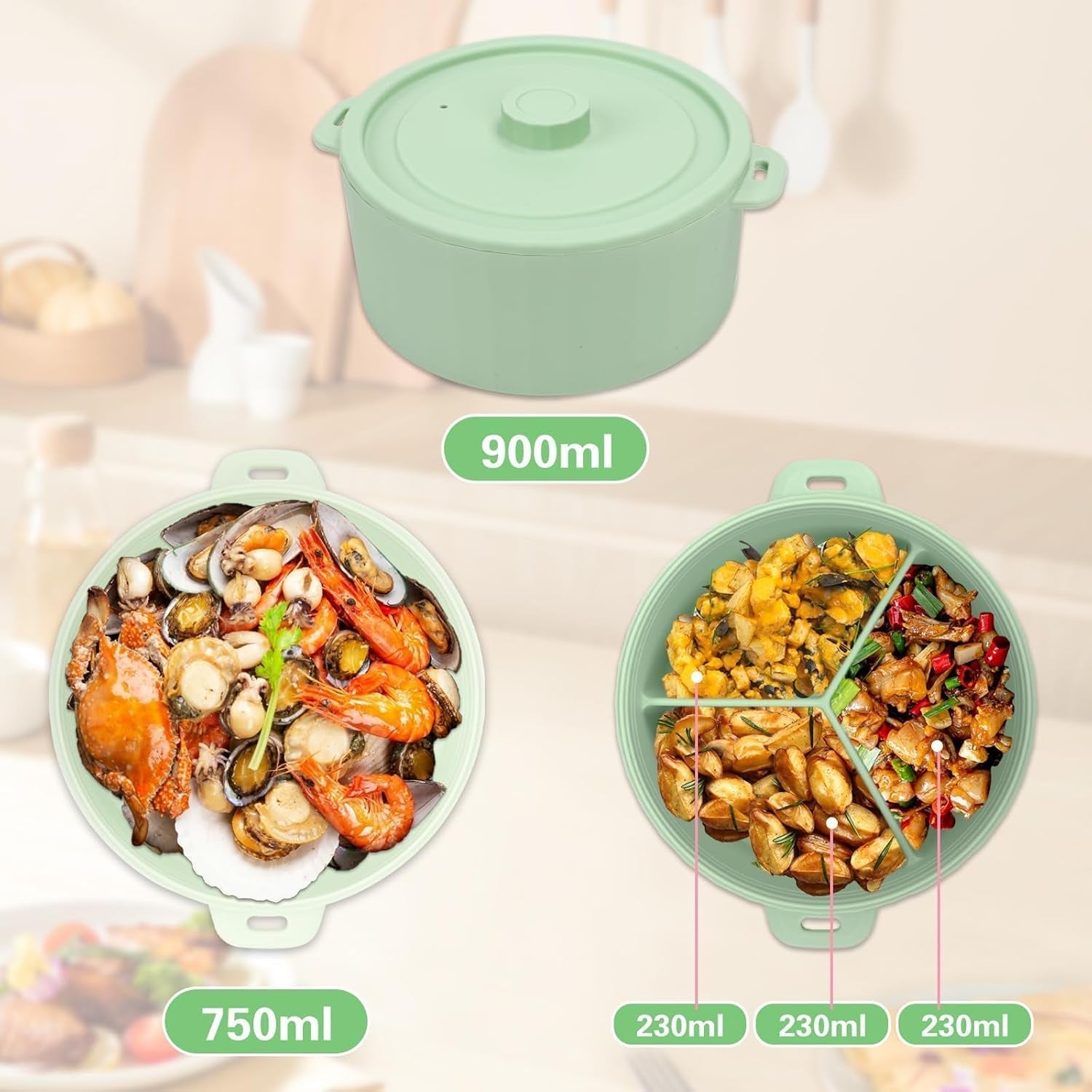 microwave-rice-cooker-2-layer-microwave-pasta-cooker-and-steamer-for-rice-vegetables-quinoa-oatmeal-ramen-silicone-non-stick-green