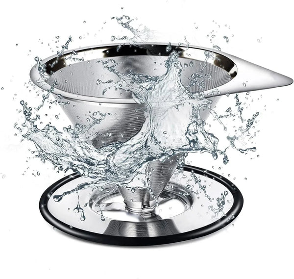 Pour over Coffee Dripper Stainless Steel Coffee Filter Metal Cone Filter Paperless Reusable Coffee Filter Single Cup Coffee Maker 1-2 Cup with Non-Slip Cup Stand and Cleaning Brush4