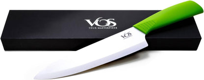 Ceramic Chef Knife 8 Inch with Protective Cover – Zirconia Ceramic Blade for Food Preparation – Lightweight Kitchen Knife (Green)1