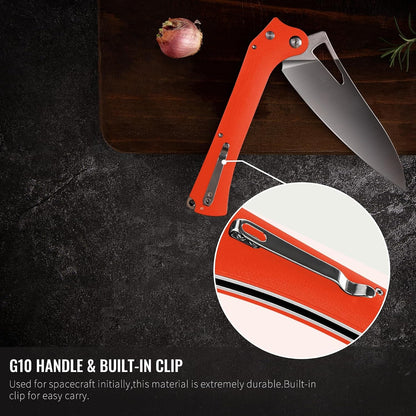 Folding Kitchen Chef Knife, 5.49" Foldable Camping Knife with 10Cr15Mov Stainless Steel Blade, Anti-Skidding and Ergonomic Designed G10 Handle for Both Indoor and Outdoor Cooking6