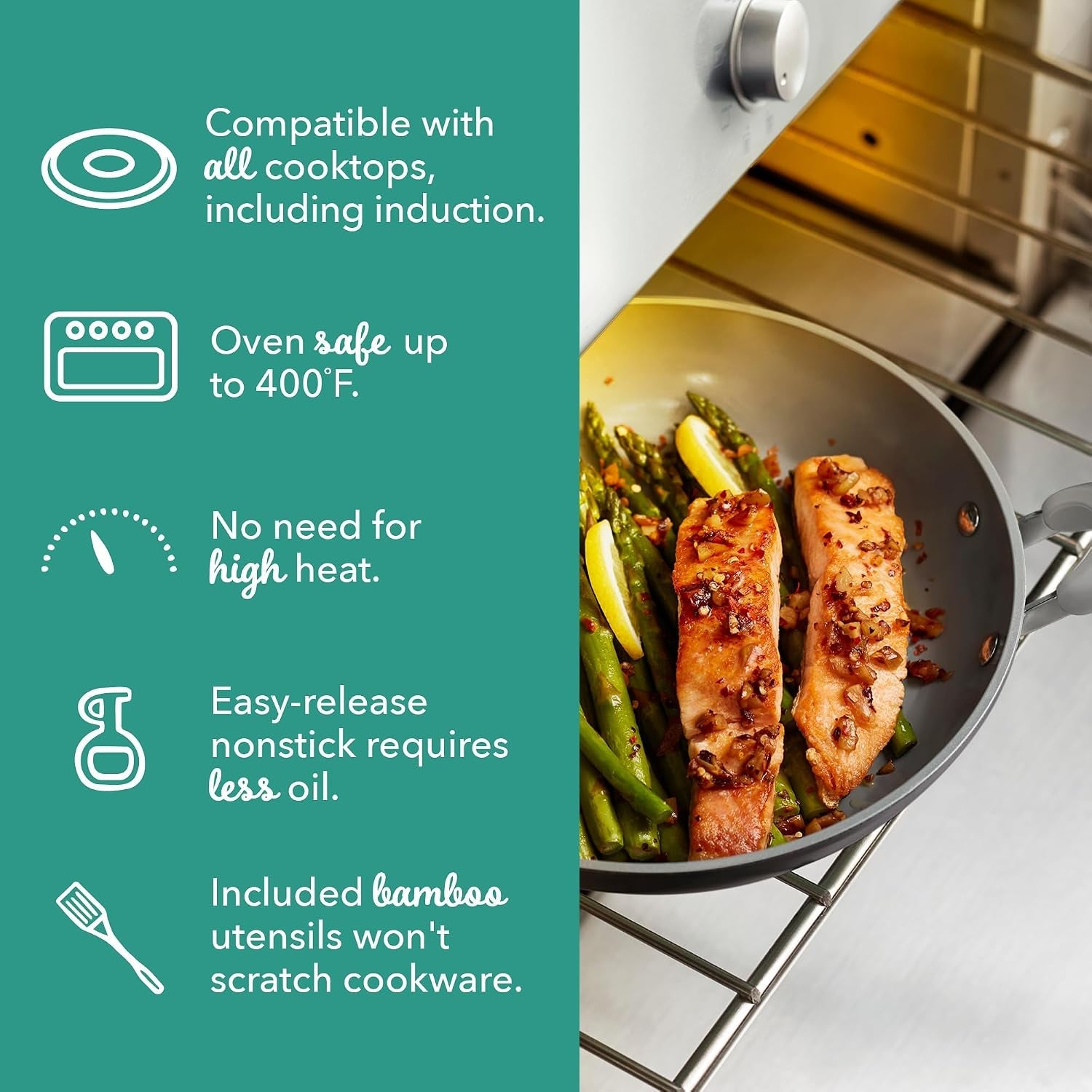 dream-green-recycled-aluminum-cookware-set-ceramic-coated-nonstick-and-induction-compatible-lightweight-kitchen-essentials-with-silicone-handles-slate-gray-15-piece-set