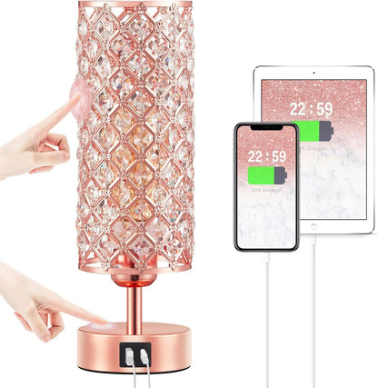 Pink Crystal Table Lamp, 3 Way Dimmable Touch Lamps for Night Stands1