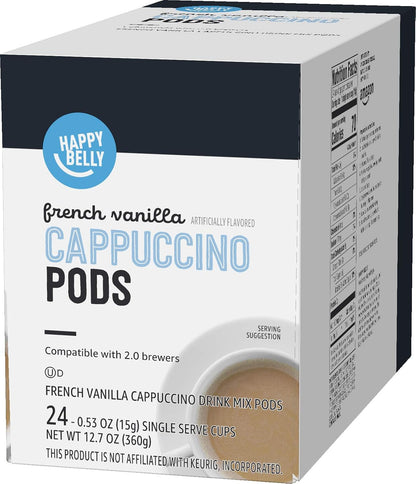 Cappuccino Coffee Pods Light Roast Compatible with 2.0 K-Cup Brewers, French Vanilla Flavored, 24 Count, 12.7 Ounce10