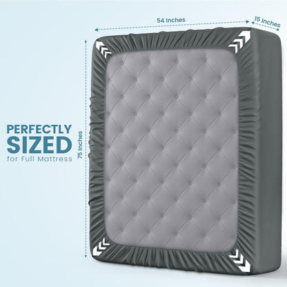 Waterproof Full Size Mattress Protector Fits Upto 15" Deep Mattresses |  200 GSM Soft & Breathable Mattress Cover, Dirt-Proof, Noiseless, Machine Washable Fitted Sheet Style, Gray4