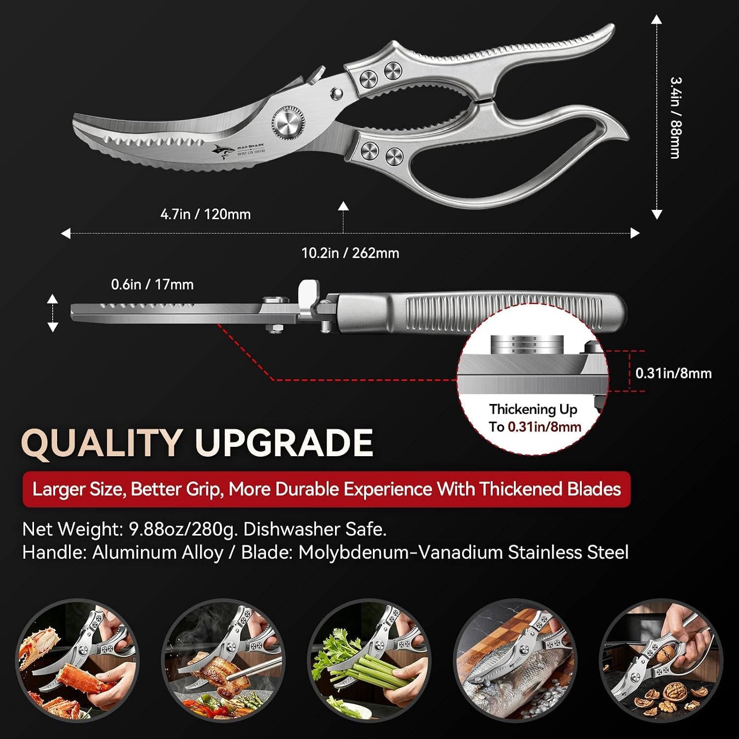 heavy-duty-poultry-shears-spring-loaded-kitchen-shears-dishwasher-non-slip-handle-kitchen-shears-safety-lock-all-purpose-kitchen-scissors-for-chicken-meat-cutting-turkey-fish-vegetables