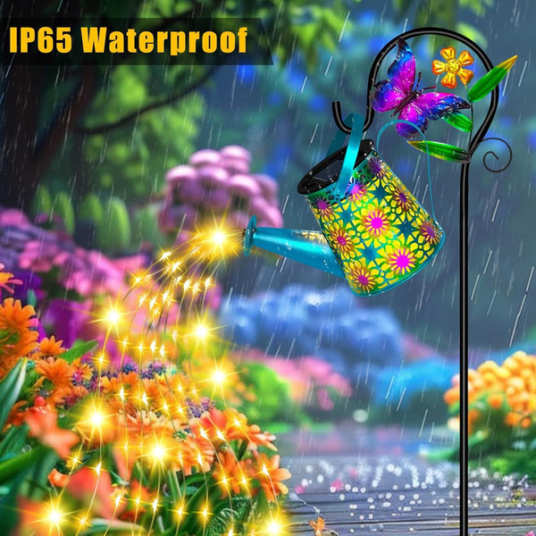 Solar Garden Lights Outdoor Decor, Butterfly Watering Can Shepherd Hook4