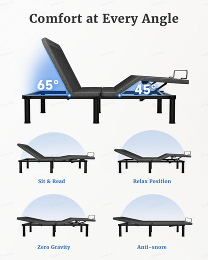 Twin XL Adjustable Bed Frame, Independent Head and Foot Incline, Quiet Motor, Wired Remote, 3 Height Options, Tool-Free Assembly, Electric Bed Base for Reading and Watching TV4