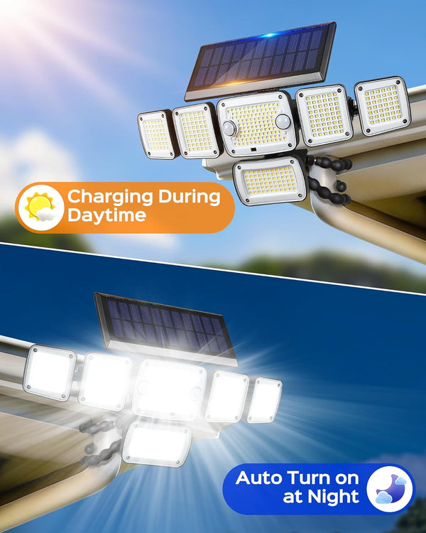 5000LM Solar Flood Lights Outdoor,6-Head,Motion Sensor Lights with Remote7