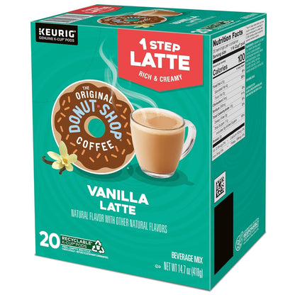 Vanilla One-Step Latte, Single Serve Coffee K-Cup Pod, Flavored Coffee, 20 Count15