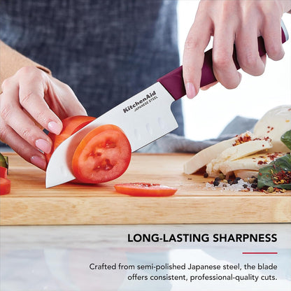 4-Piece Chef Knife Set with Blade Covers, 6-Inch Chef Knife, 5-Inch Santoku, 5.5-Inch Serrated Utility, 3.5-Inch Paring Japanese Steel, Assorted Colors5