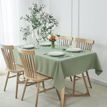 Rectangle Tablecloth Weaved Pattern Waterproof Spillproof Wrinkle Free Table Cloth, Kitchen Dining Tabletop Decoration, Fabric Table Cover for Holiday Parties, 52 X 70 Inch, Sage Green2