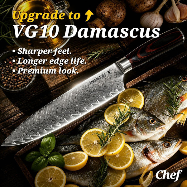 3 Piece Japanese Kitchen Knife Set, VG10 Core Damascus Knives2
