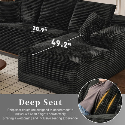 108" Boneless Couches for Living Room, L Shaped Comfy Cloud Modular Sectional Memory Foam Deep Seat Boneless Couch, No Assembly Required Boneless Sofa for Living Room with Right Facing Chaise, Black4
