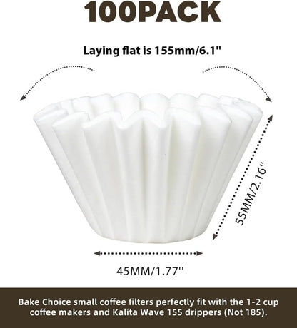 Small Coffee Filters, for Kalita Wave 155, 1-2 Cup, 100 Count | Also Suitable for Single Serve Coffee Pot, Pour over and Drip Coffee Maker, Faster Flow-Through than Standard Coffee Filters2