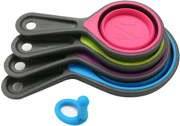Collapsible Silicone Measuring Cups with 60Ml/80Ml/125Ml/250Ml - 4 Piece Set Kitchen Measuring Tools (4 Colors)1