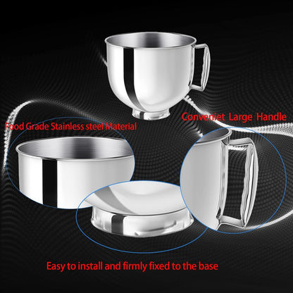 Stainless Steel Mixer Bowl Fit for Kitchenaid Artisan&Classic Series 4.5-5 QT Tilt-Head Mixer, 5 Quart Mixing Bowl with Handle.4