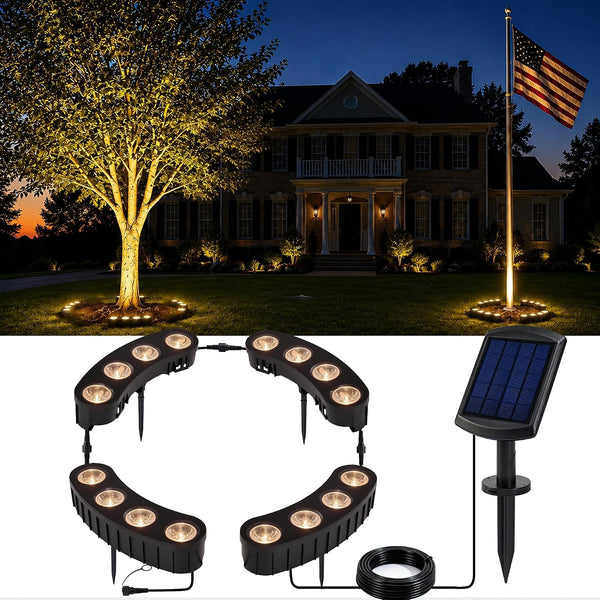 Solar Tree Lights Outdoor, Ring Uplights for Trees, Warm White COB LED1