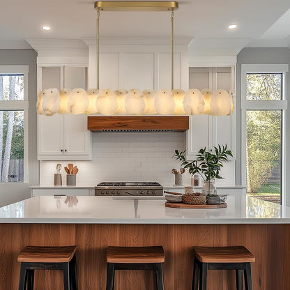 Alabaster Chandelier, 58 Inch Modern Rectangular Chandelier for Dining Room, Dimmable Linear Chandeliers for Kitchen Island, Natural Spanish Marble Stone Chandeliers for Dining Table, Living Room11