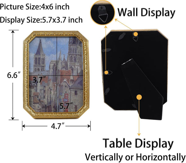 Vintage Picture Frame 4×6 Antique Gold Picture Frame Ornate Photo Frame Tabletop and Wall Hanging Frame with High Definition Glass Front, Wall Decor Art, Photo Gallery6