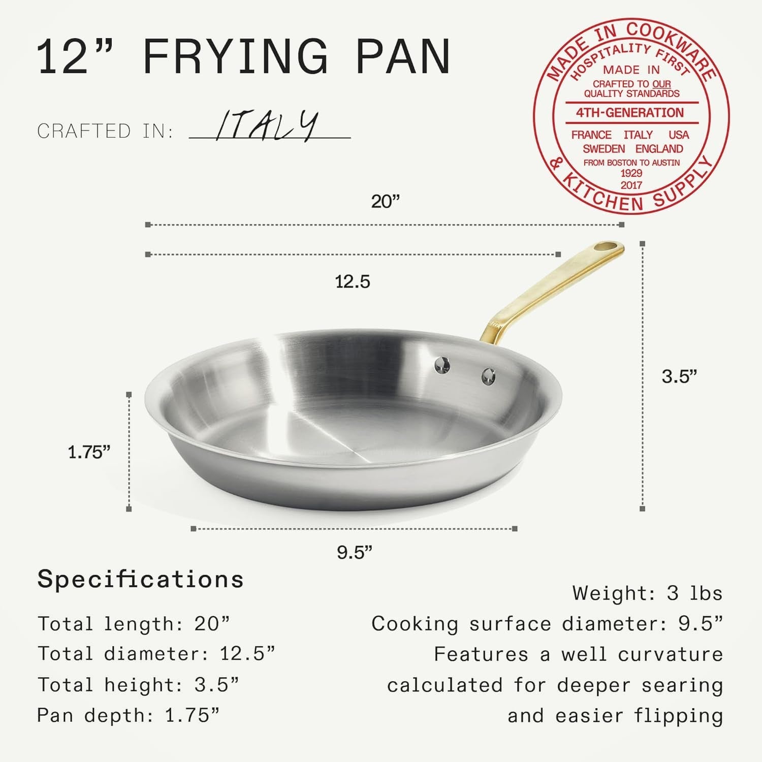 made-in-cookware-12-inch-stainless-steel-frying-pan-with-antique-brass-handle-5-ply-stainless-clad-professional-cookware-crafted-in-italy-induction-compatible