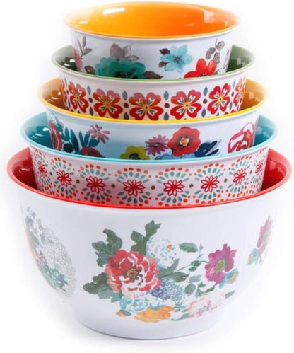10-Piece Nesting Mixing Serving Bowl Set Features Unique Vibrant Colors1