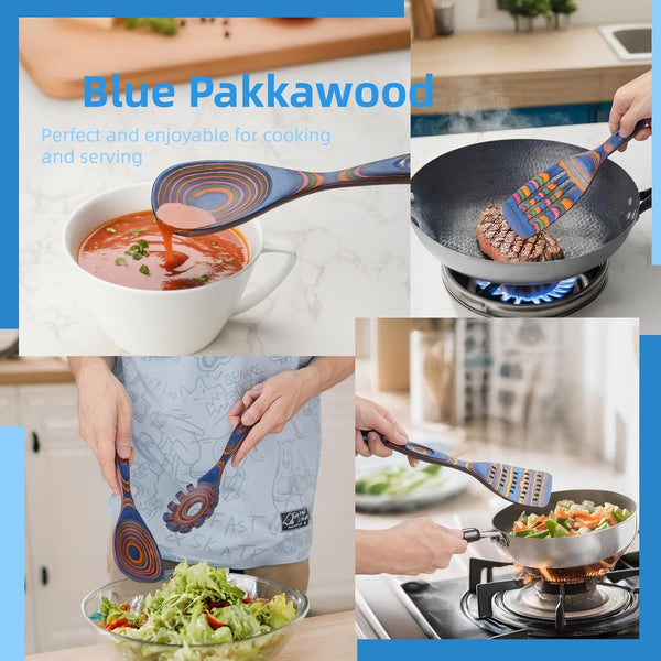 Pakkawood Wooden Cooking Utensils Set 7-Piece-Wooden Spoons for Cooking, Wooden Utensil Set with Ergonomic Non-Slip Handles, Heat-Resistant & Stylish Cooking Spoons, Non-Stick Spoon2
