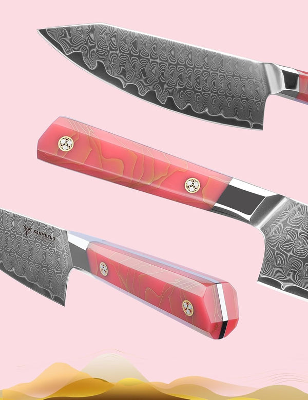 Kitchen Chef Knife 8 Inch, Professional Kitchen Knife, Ultra Sharp Damascus Powder Steel with Full-Tang Resin Handle, SHENG Series3