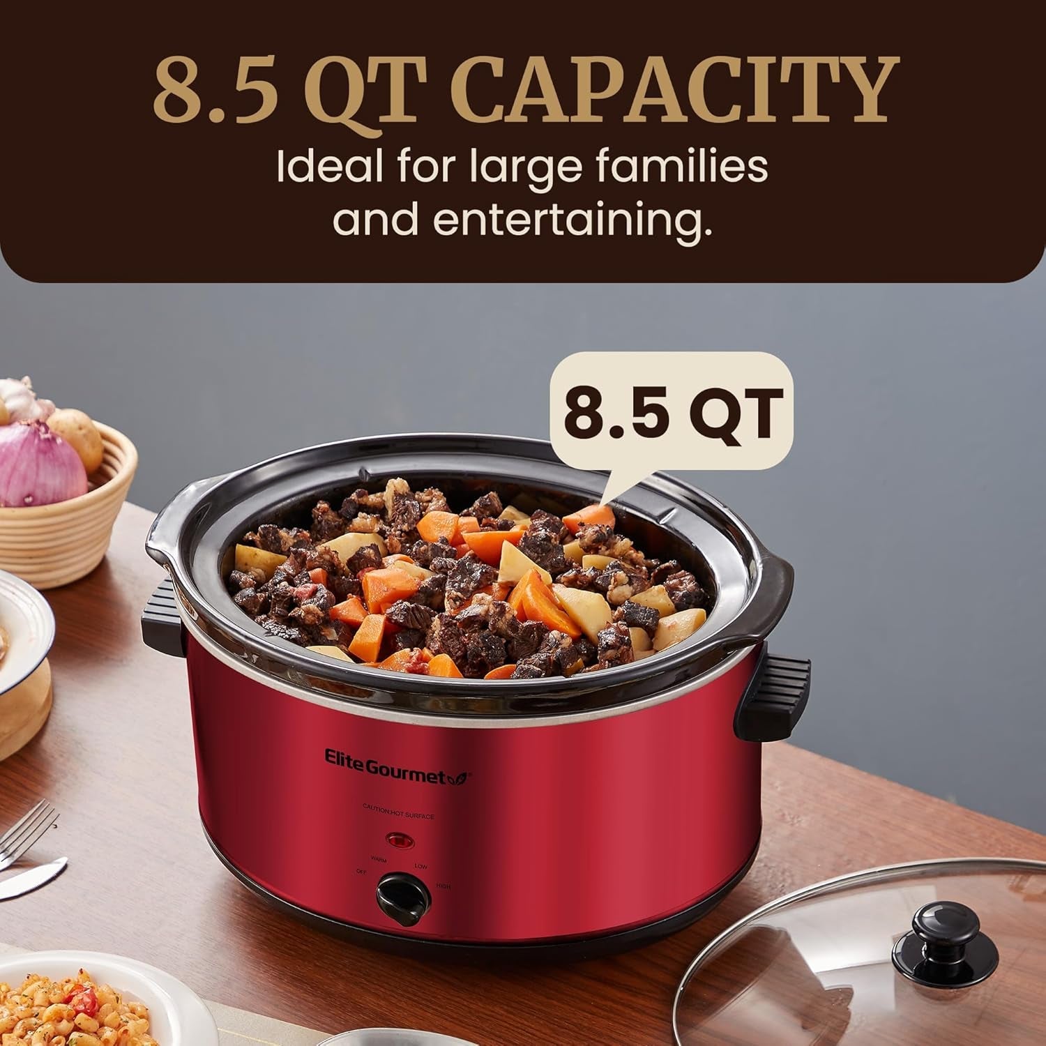mst-900rxt-electric-ceramic-slow-cooker-8-5-qt-metallic-red-adjustable-temp-dishwasher-safe-glass-lid-crock-great-for-entrees-sauces-stews-dips