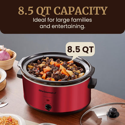 MST-900RXT Electric Ceramic Slow Cooker, 8.5 Qt, Metallic Red | Adjustable Temp, Dishwasher-Safe Glass Lid & Crock - Great for Entrees, Sauces, Stews & Dips3
