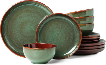 Ceramic Dinnerware Sets for 4, 12Pcs Plates and Bowls Sets Dish Set1