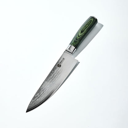 Hexclad 8" Japanese Damascus Stainless Steel Chef Knife, Full Tang Handle1