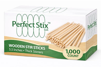 Premium Wooden Coffee Stirrer Sticks, Thick Birch Wood 1000 Count, 5.5" Inches. Eco-Friendly Wooden Stirrers (5.5Inches / 1000PC)1