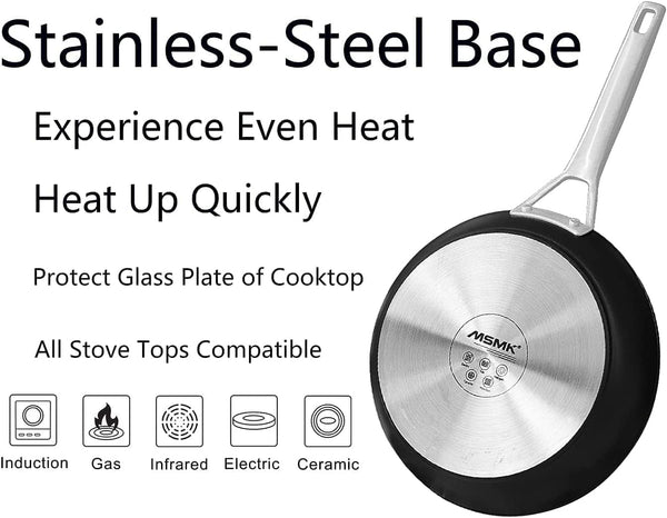 7-Piece Nonstick Frying Pan Set with Lid, Induction Cookware Sets | Non Toxic, Even Heating, Easy Clean, Dishwasher & Oven Safe, Suitable for Gas & Electric & Induction Stoves, Stainless Steel9