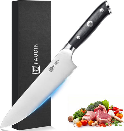 Chef Knife,8 Inch Professional Kitchen Knife Dishwasher Safe,Forged German Stainless Steel Sharp Cooking Knife,Ergonomic G10 Handle Full Tang Meal Prep Knives,Home Restaurant Gift for Men Women1