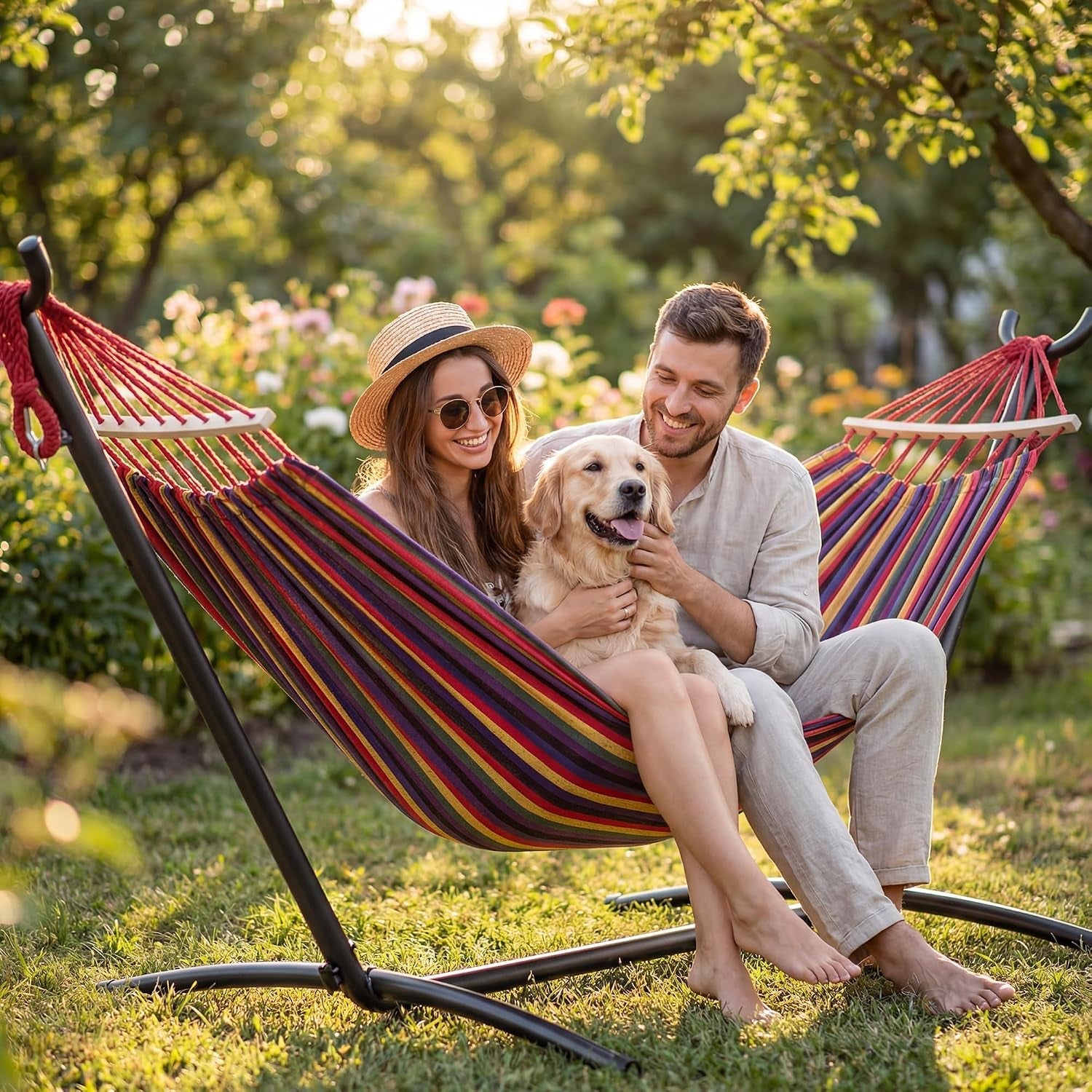 double-hammock-with-stand-for-2-person-600-lbs-heavy-duty-cotton-bed-with-steel-stand-free-standing-for-outdoor-indoor-patio-carrying-bag-included