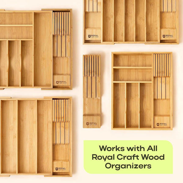 Bamboo In-Drawer Knife Block for 7 Knives (Not Included) – Premium Drawer Knife Organizer Insert, Kitchen Knife Holder for Safe Knife Storage, Compact Kitchen Organization & Drawer Storage3