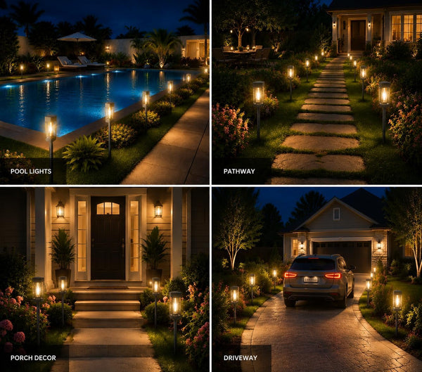 Solar Pathway Lights Outdoor, 8 Pack Tungsten Filament Solar Lights, 3 Modes Auto On/Off, IP65 Waterproof, Dusk to Dawn Solar Garden Lights for Yard, Driveway, Lawn, Walkway & Landscape3