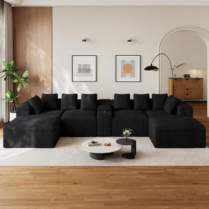 143" Oversized Cloud Sectional Couch for Living Room, Black1