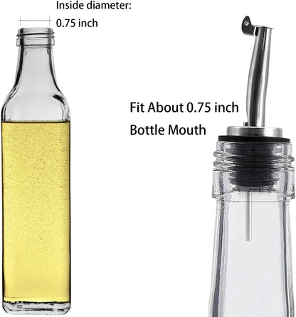 2 Pcs Oil Spout Liquor Bottle Pourer Spouts | Stainless Steel Olive Oil Dispenser Spout for about 3/4" Bottle Mouth, with Flip Top3