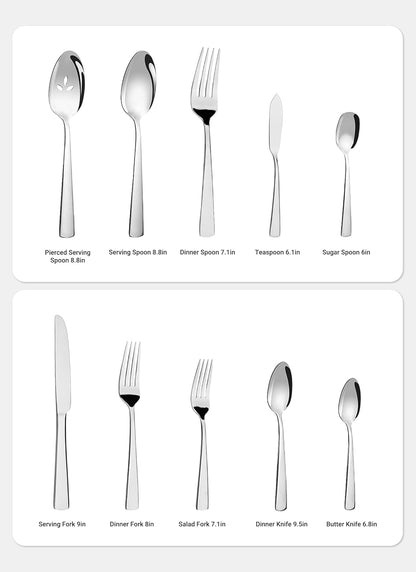 Silverware Set for 8, 45 Piece Stainless Steel Kitchen Utensils Cutlery Set | Gift Package for Wedding Housewarming, Heavy-Duty Steak Knife Fork and Spoon, Dishwasher Safe, Ergonomic Design, Flatware Set6