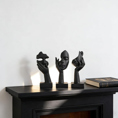 3 Pcs Thinker Small Statue Set - Black Art Abstract Home Accent Figurines for Decor Bedroom, Shelves, Living Room Coffee Table, Office Desktop (3 Pcs Black, 6")8