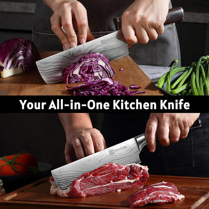 Nakiri Knife - 7" Razor Sharp Meat Cleaver and Vegetable Kitchen Knife, High Carbon Stainless Steel, Multipurpose Asian Chef Knife for Home and Kitchen with Ergonomic Handle6