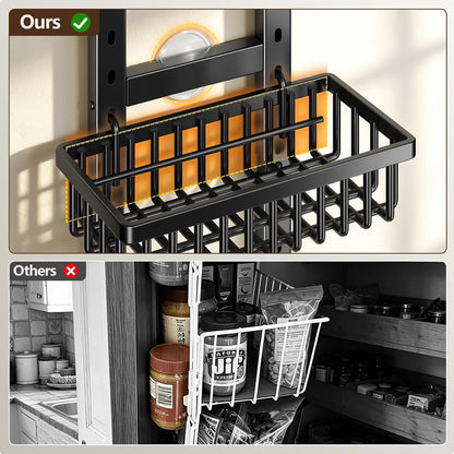9 Tier Narrow over the Door Pantry Organizer, 2 in 1 Wall Mount or Hanging Spice Rack with Adjustable Deep Basket, Heavy-Duty Seasoning Organizer and Storage for Kitchen Closet Bathroom6